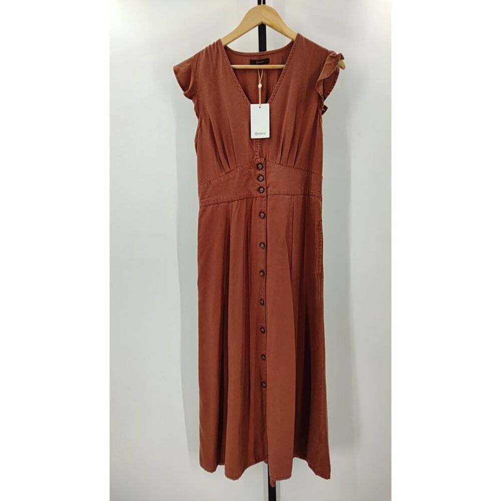 Quince Rust Brown Button-Front Midi Dress - Picture 2 of 3